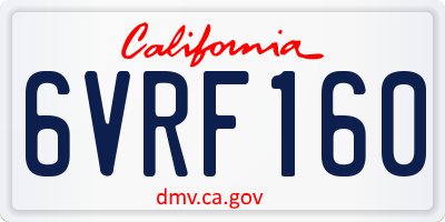 CA license plate 6VRF160