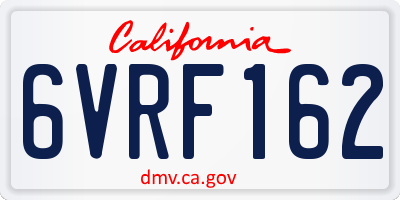 CA license plate 6VRF162