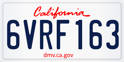 CA license plate 6VRF163
