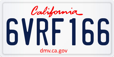 CA license plate 6VRF166