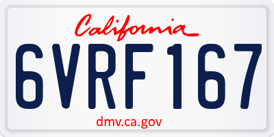 CA license plate 6VRF167