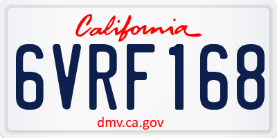 CA license plate 6VRF168