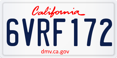 CA license plate 6VRF172