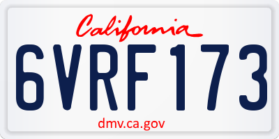 CA license plate 6VRF173