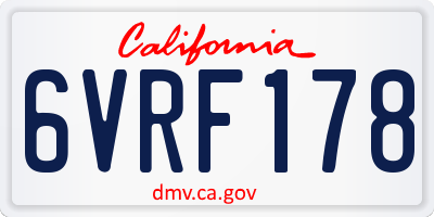 CA license plate 6VRF178