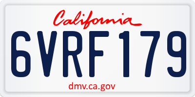 CA license plate 6VRF179