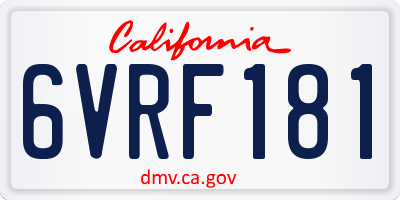CA license plate 6VRF181