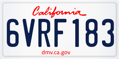 CA license plate 6VRF183
