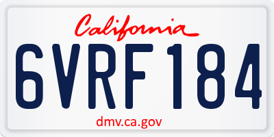 CA license plate 6VRF184