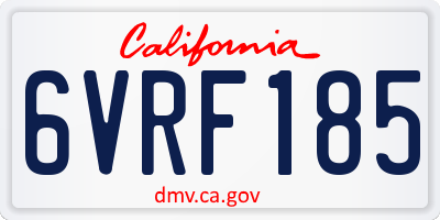 CA license plate 6VRF185
