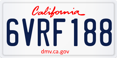 CA license plate 6VRF188