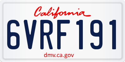 CA license plate 6VRF191