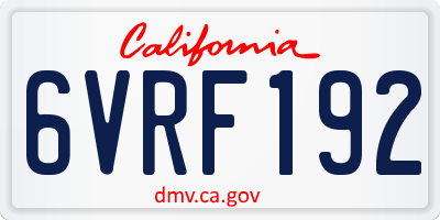 CA license plate 6VRF192