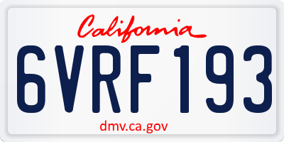 CA license plate 6VRF193
