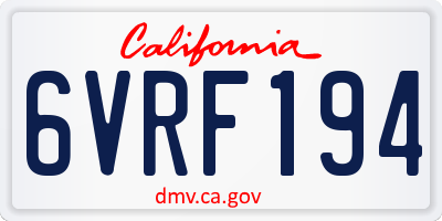 CA license plate 6VRF194