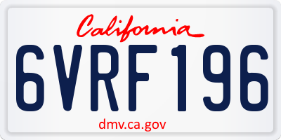 CA license plate 6VRF196