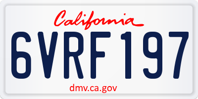 CA license plate 6VRF197