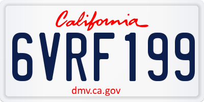 CA license plate 6VRF199