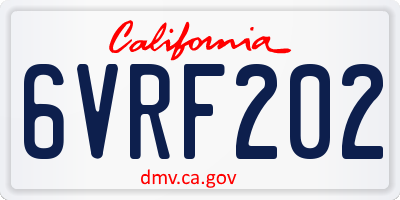 CA license plate 6VRF202