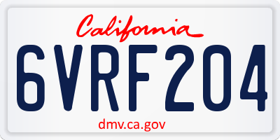 CA license plate 6VRF204