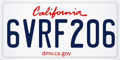CA license plate 6VRF206