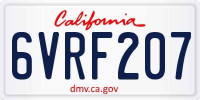 CA license plate 6VRF207