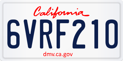CA license plate 6VRF210