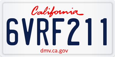 CA license plate 6VRF211