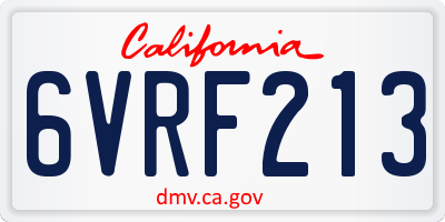 CA license plate 6VRF213
