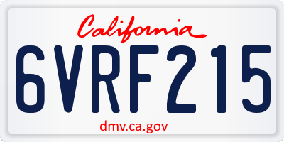 CA license plate 6VRF215