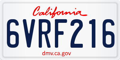 CA license plate 6VRF216