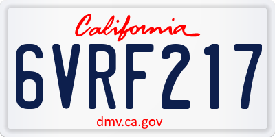 CA license plate 6VRF217