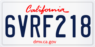 CA license plate 6VRF218