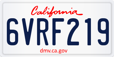 CA license plate 6VRF219