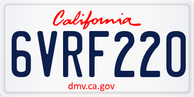 CA license plate 6VRF220