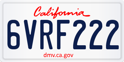 CA license plate 6VRF222