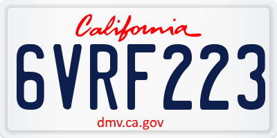CA license plate 6VRF223