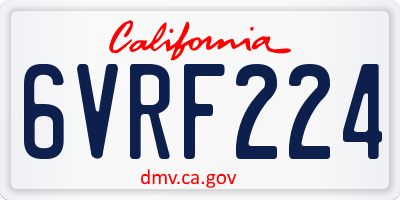 CA license plate 6VRF224
