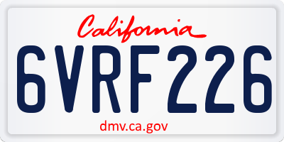 CA license plate 6VRF226