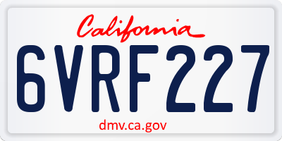 CA license plate 6VRF227
