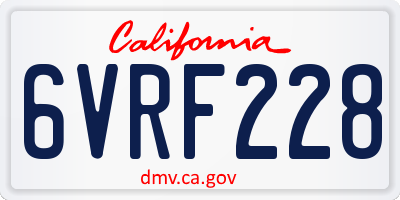 CA license plate 6VRF228