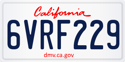CA license plate 6VRF229