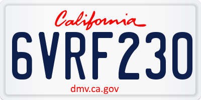 CA license plate 6VRF230