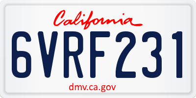 CA license plate 6VRF231