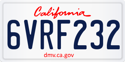 CA license plate 6VRF232