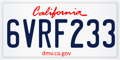 CA license plate 6VRF233