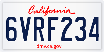 CA license plate 6VRF234