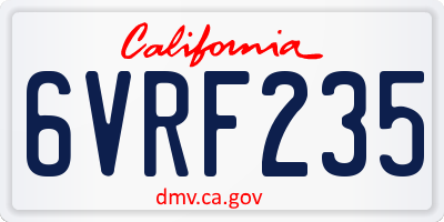 CA license plate 6VRF235