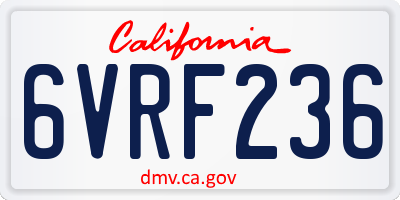 CA license plate 6VRF236