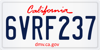 CA license plate 6VRF237